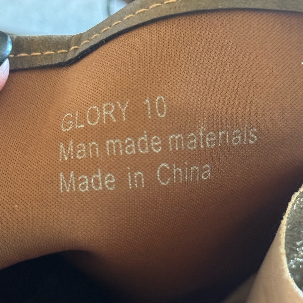 NWOT Southern Fried Chics Brown Lace-Up Knee high Boots with Glitter, size 10 - Picture 7 of 7